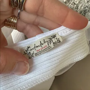 Free People White Ribbed Square Tank thumbnail 4