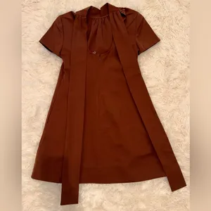 NEW STAUD Ilana Mock Neck brown Clove Mini Dress sz S thumbnail 5