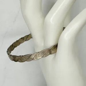 Vintage Mexico Flat Braided Bangle Bracelet Silver Tone ✨ thumbnail 10