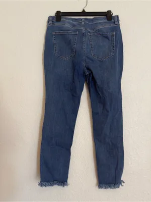 The Free People Skinny Jeans Zip Fly High Waist Light Blue Distressed Raw Hem thumbnail 4