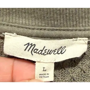 Madewell Collared Pointelle Short Sleeve Sweater Knit Top Womens Sz L Green thumbnail 3