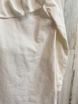 ZARA White Denim Ruffle Western Shirt Jacket Shacket Size M thumbnail 12