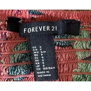 Forever 21 strapless coral green tropical floral‎ print maxi dress Size Small thumbnail 4