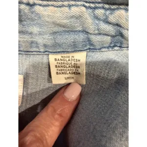 Levi's Denim Western Shirt Pearl Snap Distressed Medium Wash Classic Small thumbnail 7