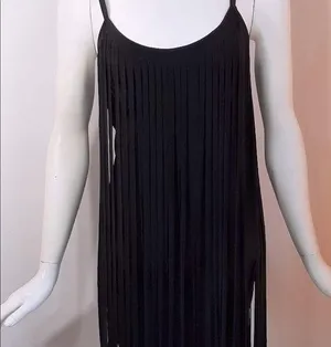 New Peep Toe fringe flapper 1920’s style dress black M thumbnail 1