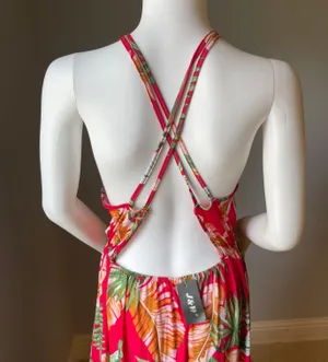 New Women’s Pink Tropical sleeveless dress thumbnail 9