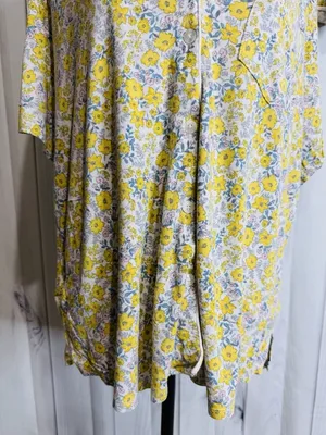 Ann Taylor Loft Sleep Pajama Top & Shorts Set Yellow Floral Sz XL Button Down thumbnail 3
