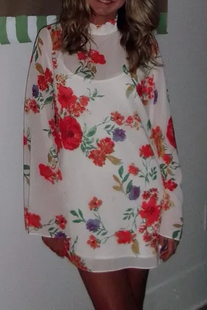 Lulus Floral Long Sleeve Mini Dress thumbnail 1