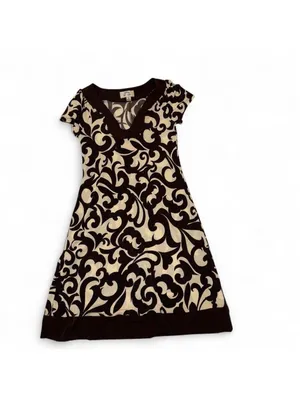 Brown and cream printed dress thumbnail 3