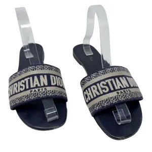 CHRISTIAN DIOR Dway Navy Blue Slide Sandal Embroidered Logo EU 40.5 US 10.5 thumbnail 2