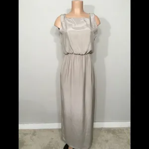 Natalie Deayala drape back silk column dress. NWT Tan thumbnail 9