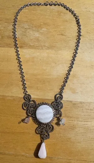 Statement Silver Tone Quartz Necklace thumbnail 1