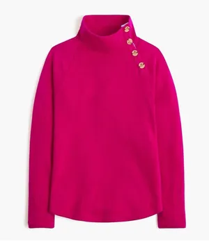 NWOT Jcrew wide button collar sweatshirt rasberry pink Sz XS marks inside collar thumbnail 1