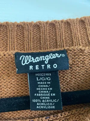 Women’s Wrangler Retro Steer Head Longhorn Skull Sweater Western Aztec Knit‎ L thumbnail 3