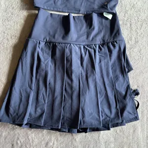 Halara Breezeful Navy Blue Tennis Skirt Set Strappy Sports Bra Pleated Skort S thumbnail 10