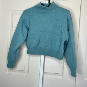 Wilfred 100% Wool Mock Neck Sweater Aritzia Teal M thumbnail 6