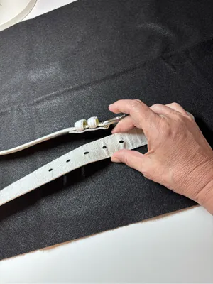 Classic White Leather Belt with Silver-Tone Buckle thumbnail 12