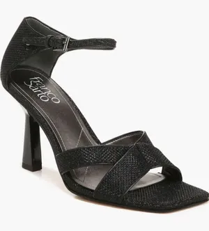 Franco Sarto Sandals Size‎ 6 Black Leather Ankle Strap Sparkly Heels thumbnail 1