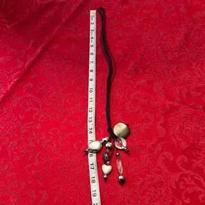 Silver & clear beads on a long multi cord necklace cute stylish versatile GUC thumbnail 5