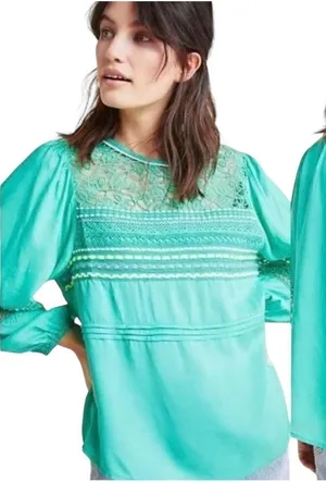 Anthropologie Blink London Sunshine Peasant Top Blouse Size Medium thumbnail 1