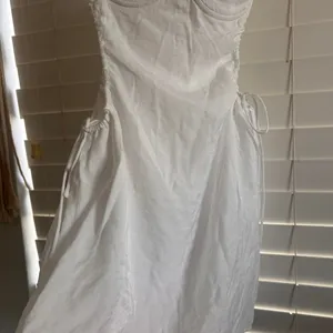 Princess Polly white linen blend lace bustier ruched mini dress XXS thumbnail 5