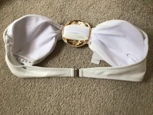 Brazilian Strapless Bandeau White Bikini Top- Sz Med- Nwt thumbnail 5