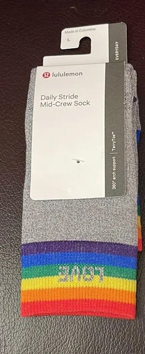 Lululemon One women’s daily studs mid crew rainbowsock size L NWT thumbnail 1