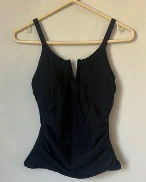 Beachsissi Women's Ruched Design Swimwear Tummy Control Solid Tankini Sz Sm ♦️ thumbnail 1