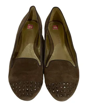 Elaine Turner Brown Leather Studded Flat Loafers‎ Size 10 thumbnail 1