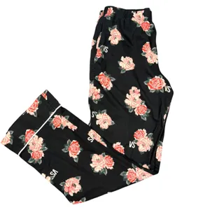 Victoria's Secret Pajama Pants Womens Medium Black Floral Rose VS Lounge Cotton thumbnail 7