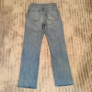 Reformation High Rise Straight Leg Jeans Blue‎ Raw Hem Button Fly Size 25 thumbnail 3
