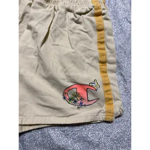 Champion tan pull on shorts side stripe logo floral size medium drawstring thumbnail 2