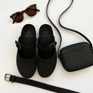 Mephisto Black Leather Mary Jane Comfort Clogs EU 39 US 8.5 9 Adjustable in EUC thumbnail 2