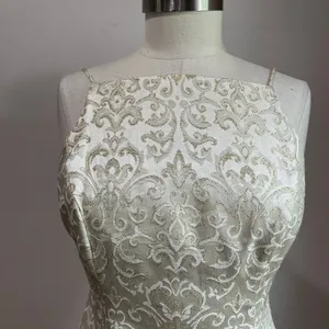 Hyphen Vintage Y2K Ivory Champagne Metallic Gold Low Back Prom Gown Sz 5/6‎ thumbnail 6