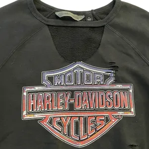 Harley Davidson Distressed Black Logo Sweatshirt Size M thumbnail 3