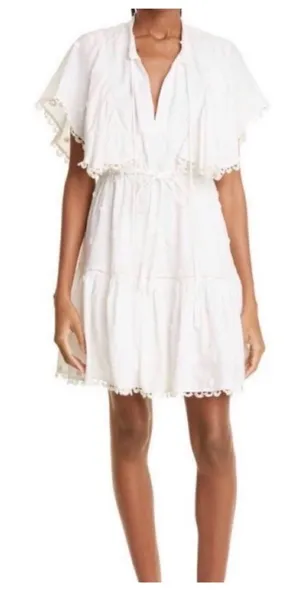 Farm Rio Anthropologie Off White 3D Flower Mini Dress size S EUC thumbnail 1