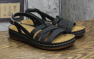 Easy Street Womens Kehlani Wedge Sandal KEHLN Black 9M thumbnail 1