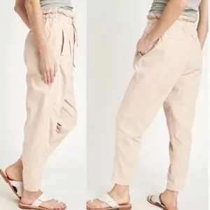 Free People Margate Paperbag Waist Pleated Misty Rose Trouser Pants Sz S thumbnail 1