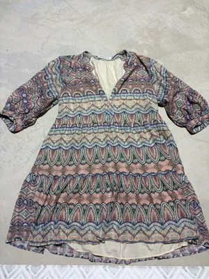 Amanda uprichard Diego Patterned Boho Tiered Dress large thumbnail 2