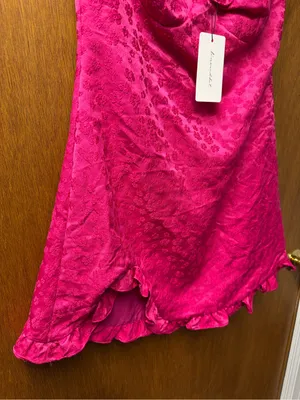 Line & Dot Penelope Off Shoulder Floral Mini Dress Fuschia Pink Medium NEW $127 thumbnail 11