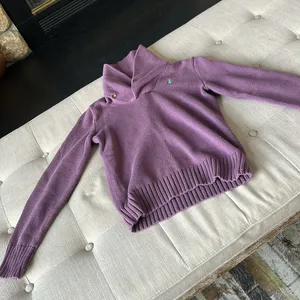 Ralph Lauren Sports Purple Knit Sweater Green Logo Size Medium thumbnail 2