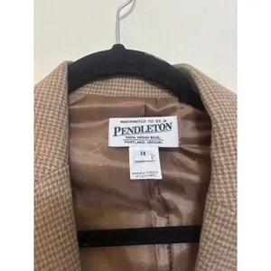 Pendleton Womens Brown Houndstooth 100% Virgin Wool Blazer Jacket Size 14 thumbnail 2