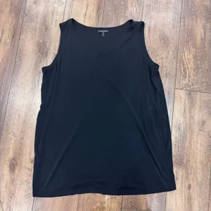 Eileen Fisher Woman 1X Black 100% Silk Scoop Neck Sleeveless Tank Top Blouse thumbnail 2