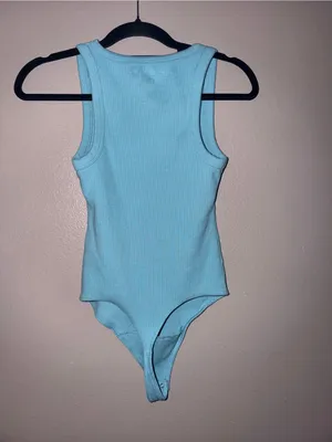 Abercrombie & Fitch Sky Blue Ribbed Scoop Neck Bodysuit thumbnail 3