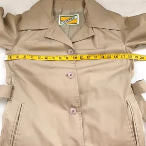 Vintage Beige Tan Khaki English style long sleeve trench coat with belt. Great condition thumbnail 7
