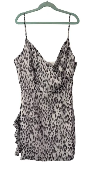 Superdown Kina Leopard Print‎ Mini Dress Ruffle V Neck Spaghetti Strap Size S thumbnail 1
