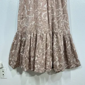 Nations of Peace Paisley‎ Maxi Dress Womens XS Brown Cotton Smocked Boho Tiered thumbnail 10