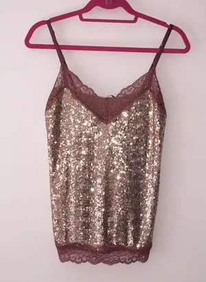 Intimissimi Sequin & lace camisole top. S thumbnail 3