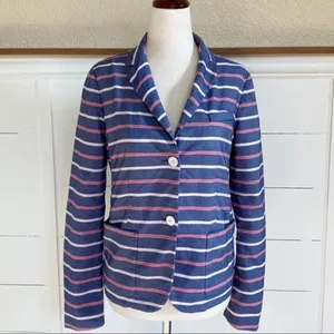 Gap The Academy Blazer Navy Blue Pink Striped Cotton Jacket Womens Size 4‎ thumbnail 6