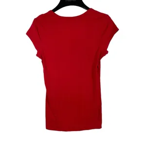 VTG 90s 2000s Y2K Red Cap Sleeve Guess Embellished Beaded Logo Tee Top S thumbnail 2